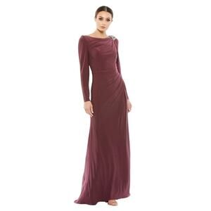 Ienna 55695 for MacDuggal purple mauve long sleeve gown dress size 10